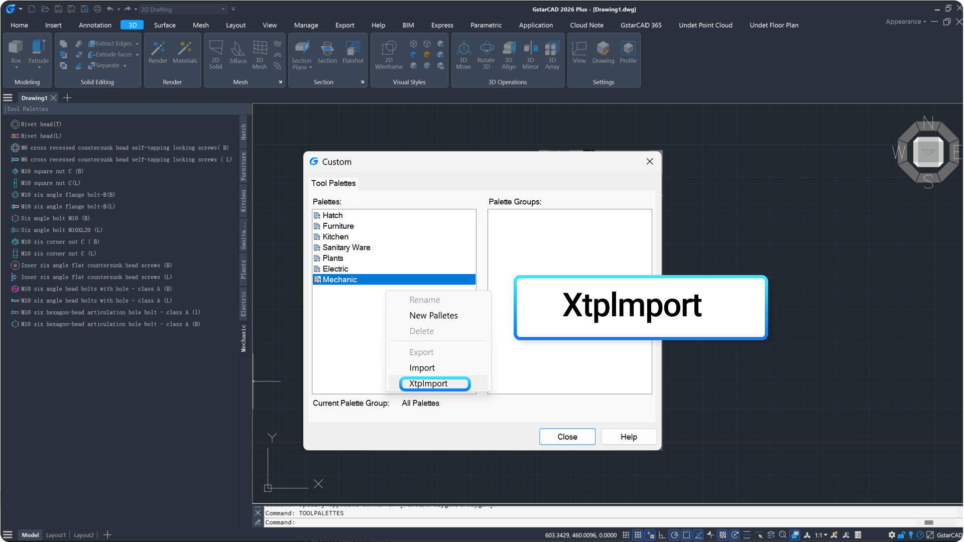 Tool Palette: XTP File Import