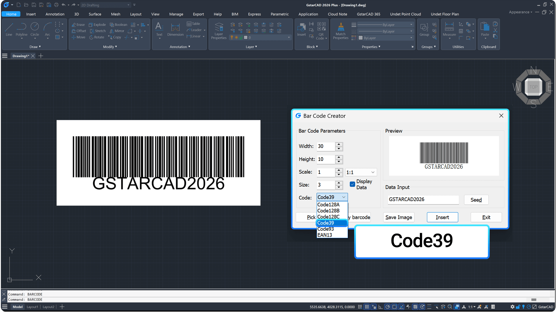 Barcode: Code 39 Support